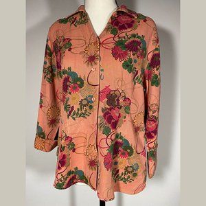 Tianello Colorful Floral Blouse Size Small